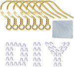 Gold Fishhook Earring Hooks - 120 PCS/60 Pairs 18K Gold Hypoallergenic Ear Wires Fish Hooks for Jewelry Making, Jewelry Findings Parts with 120 PCS Rubber Earring Backs Stopper for DIY Earrings - Image 2