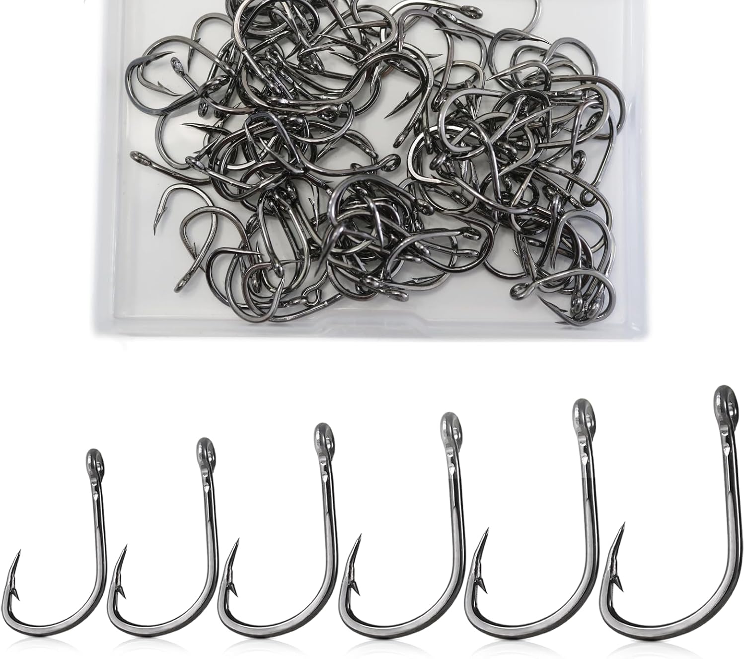 71HPAekWaL._AC_SL1500_.jpg Circle Fishing Hooks, Extra Strong Fish Hook Stainless Steel Fishing Hooks (Box of 100) - Image 1