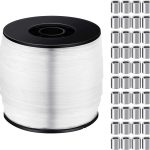 Strong Clear Picture Hanging Wire Invisible Picture Frame Fishing Wire up to 100 Lbs 656 Feet Monofilament Fishing Line with Aluminum Crimping Loop Sleeves(1 Roll,0.8 mm)