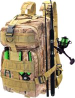 Lightweight Fishing Tackle Backpack Professional Water-Resistant All-in-One Rod Holder & Gear Storage